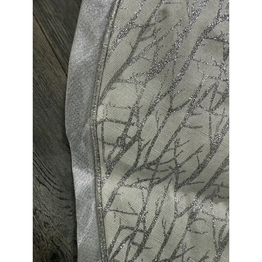 Metallic Silver Fabric Round Tree Skirt 50” Glitter Contemporary Modernist